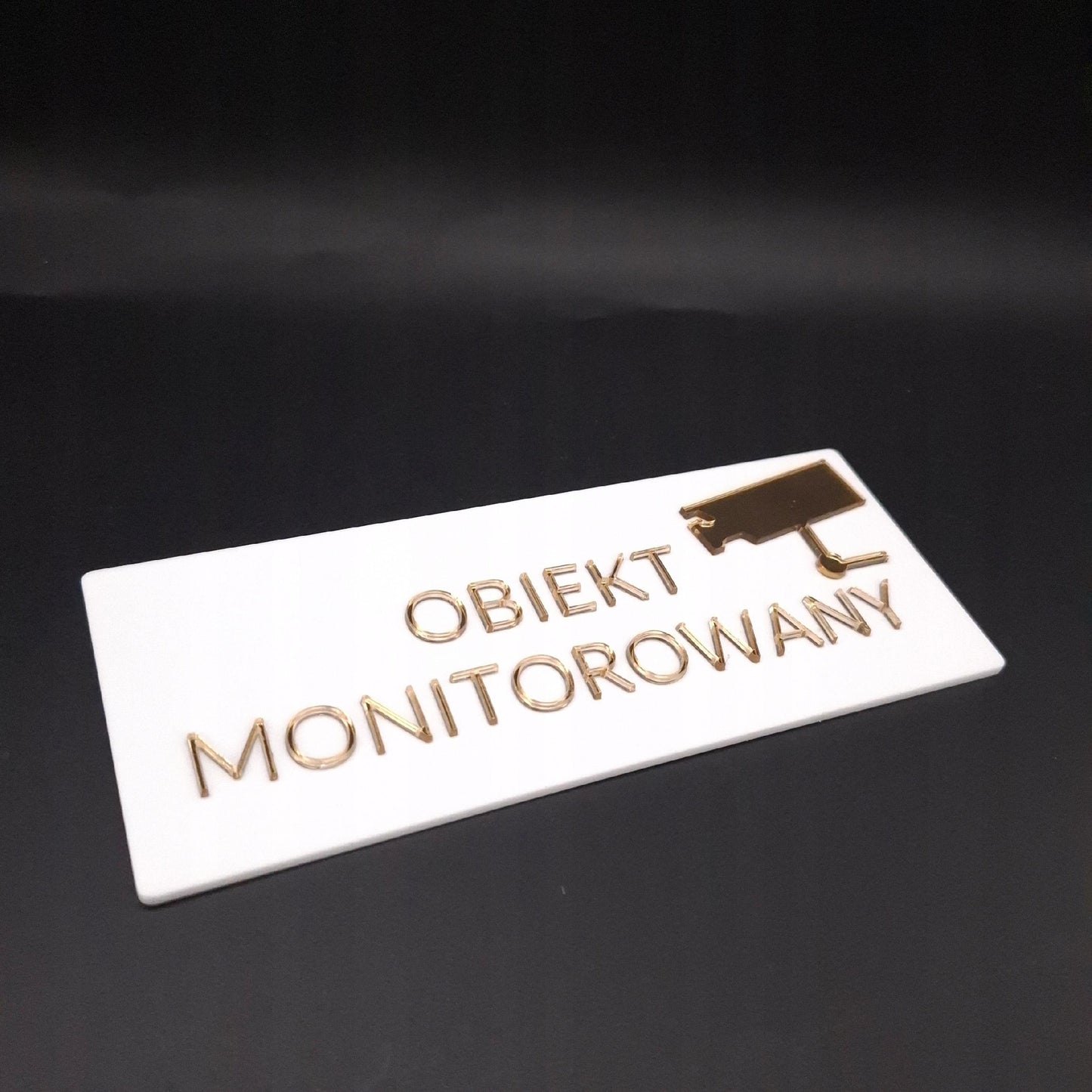 TABLICZKA OBIEKT MONITOROWANY INFORMACJA TABLICA ZNAK SAMOPRZYLEPNA ZŁOTY