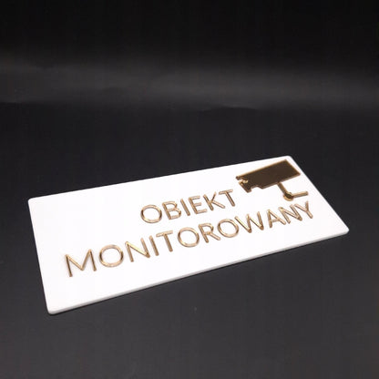 TABLICZKA OBIEKT MONITOROWANY INFORMACJA TABLICA ZNAK SAMOPRZYLEPNA ZŁOTY
