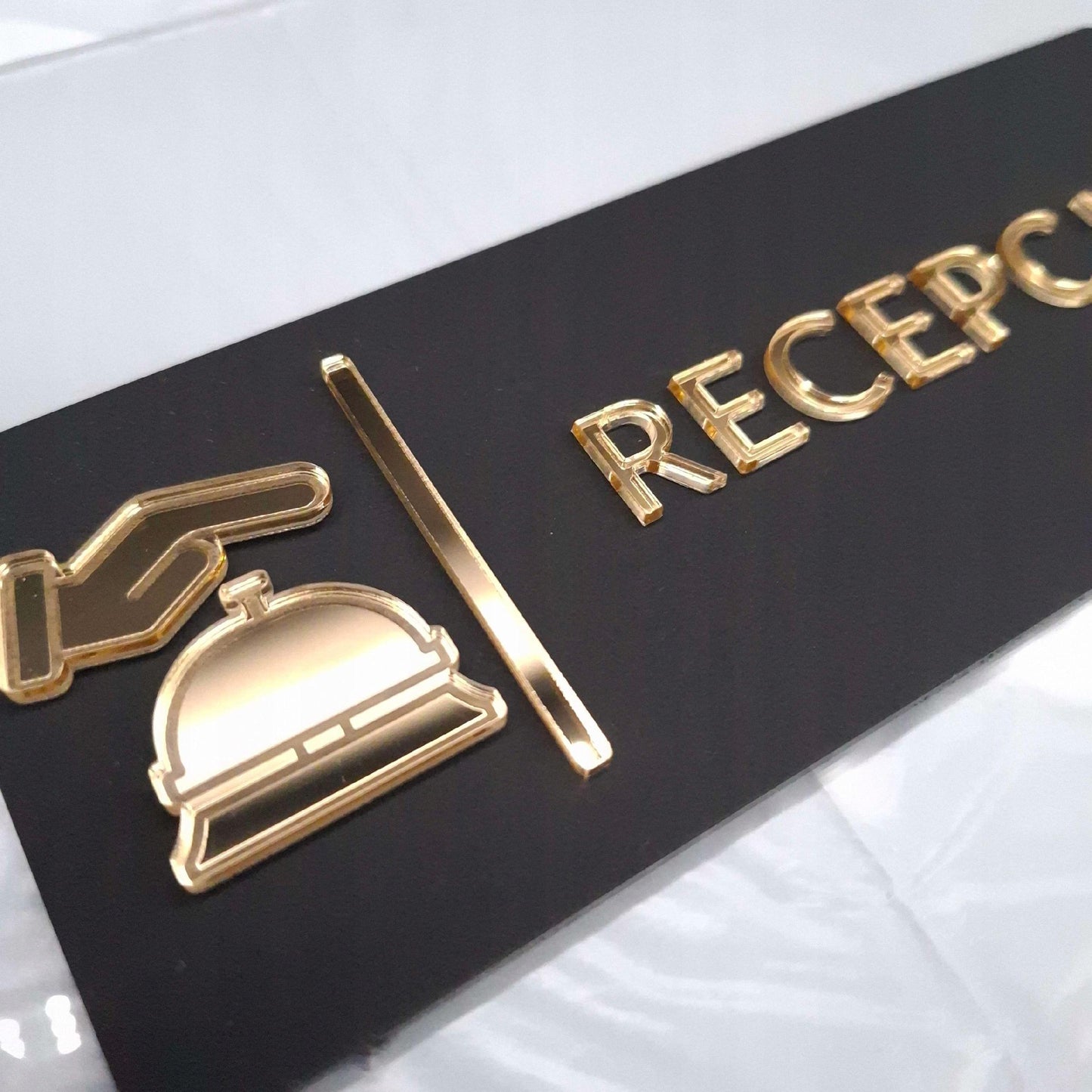 TABLICZKA NA DRZWI RECEPCJA DO RECEPCJI INFORMACYJNA HOTELU RESTAURACJI 3D