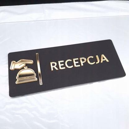 TABLICZKA NA DRZWI RECEPCJA DO RECEPCJI INFORMACYJNA HOTELU RESTAURACJI 3D