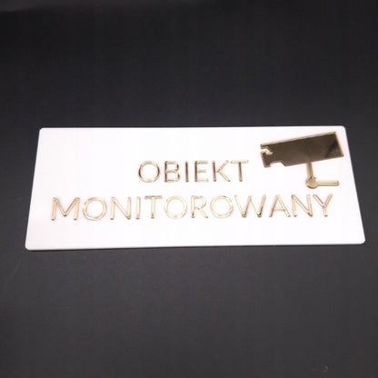 TABLICZKA OBIEKT MONITOROWANY INFORMACJA TABLICA ZNAK SAMOPRZYLEPNA ZŁOTY