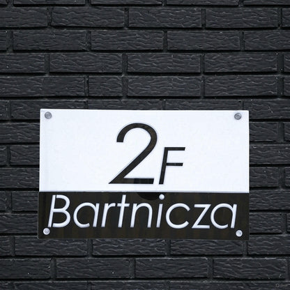 CZARNO BIAŁA PERSONALIZOWANA TABLICZKA ADRESOWA